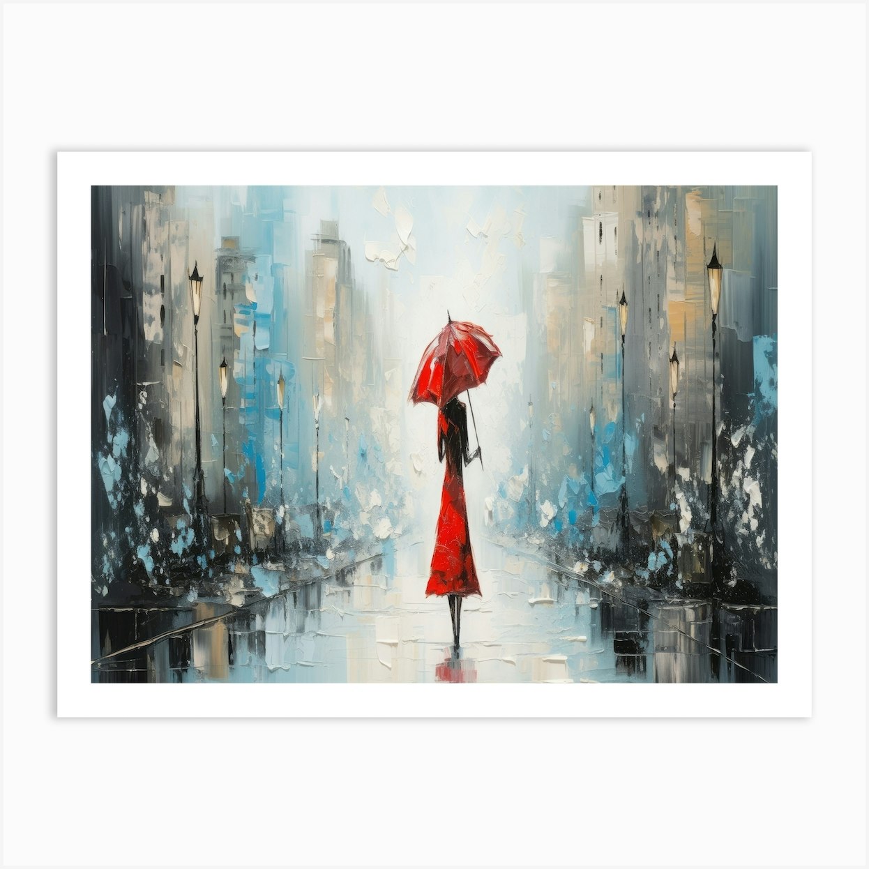 Red Umbrella Art Print by ArtCanvasQuest Fy