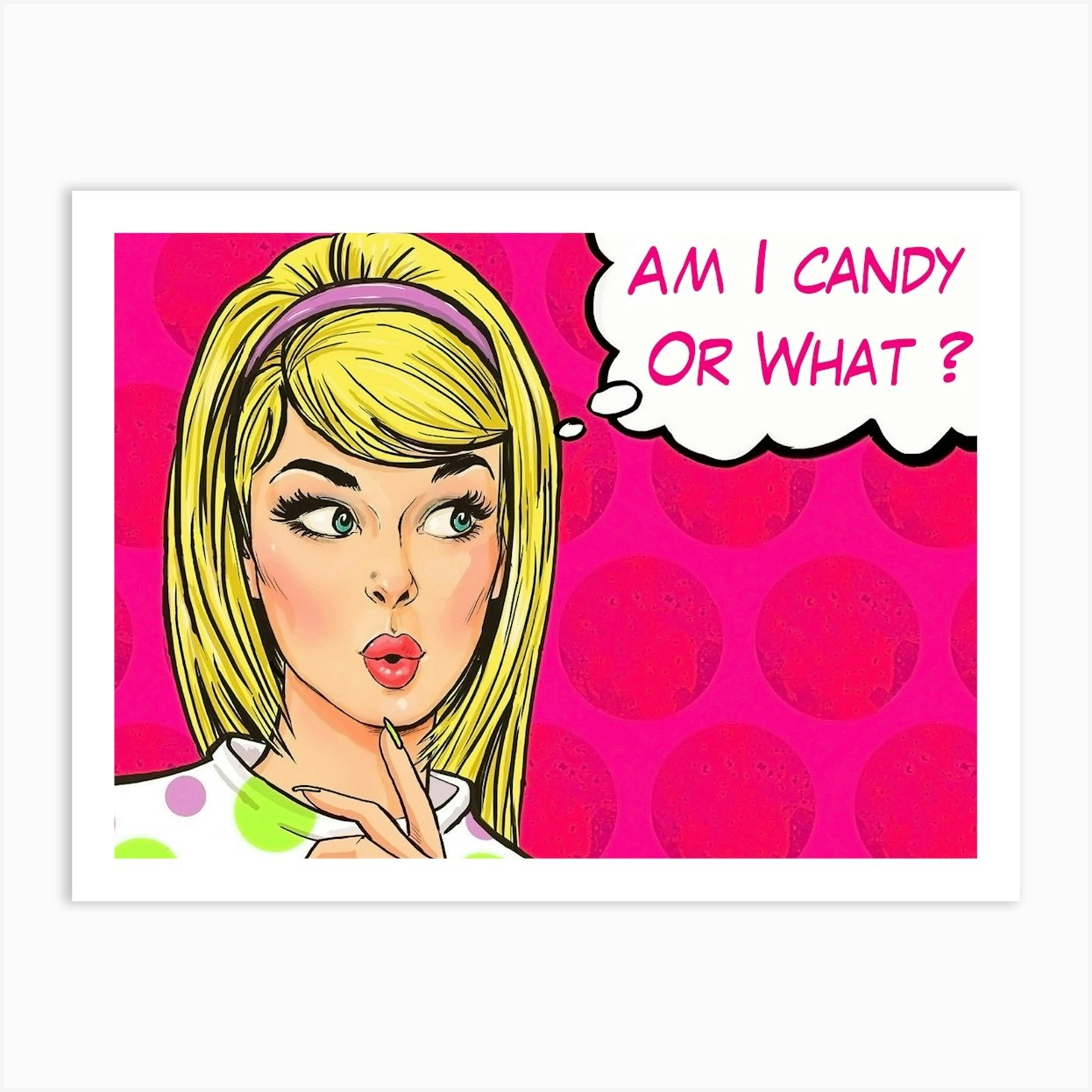 Pop Art Candy Girl Art Print by Vintage Spirit Fy