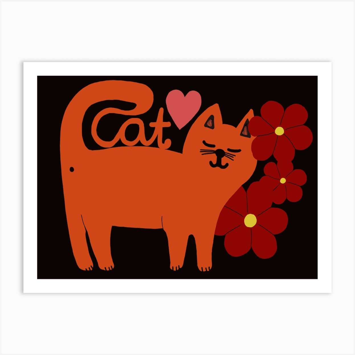 Orange Cat Art Print by Freya MacPhail Fy