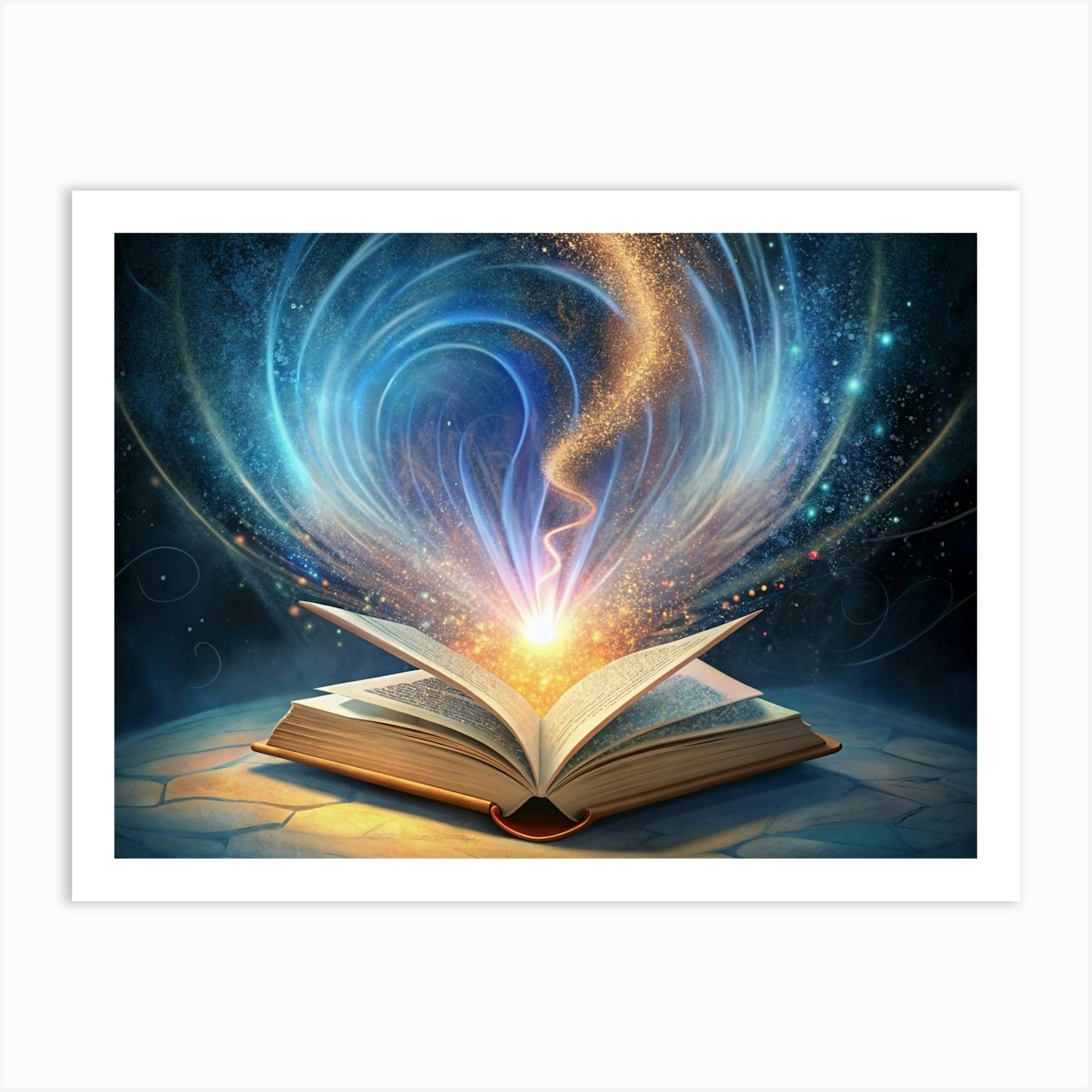 Open Book With Magic Light Art Print by Chaotic - Fy