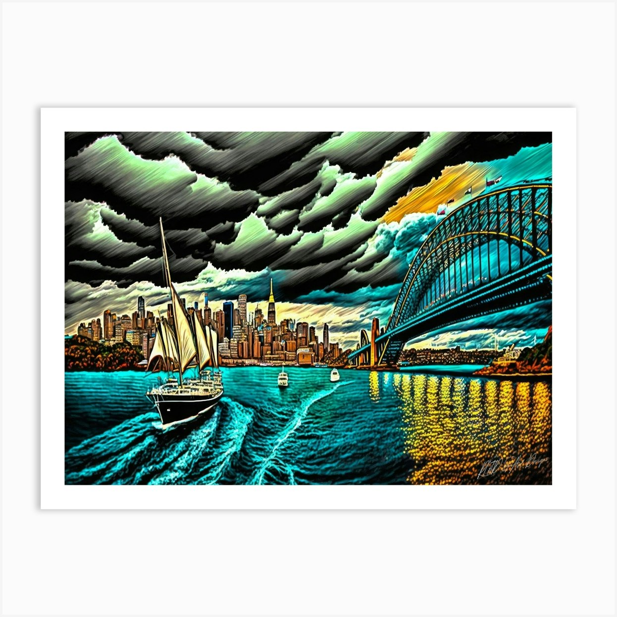 Sydney Harbour Australia - One Sydney Harbour Art Print by SykArt 