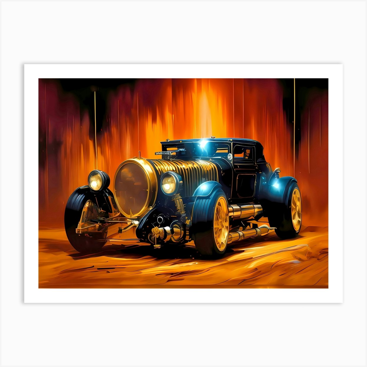 Black Hot Rod Art Print by frankfurterART - Fy