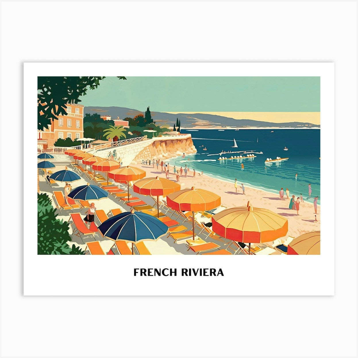 French Riviera Vintage Travel Poster Landscape 8 Art Print By Sunny Artscapes Fy 0503