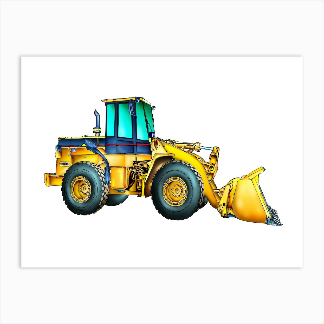 Bulldozer Art Illustration In A Painting Style 06 Art Print by changer - Fy