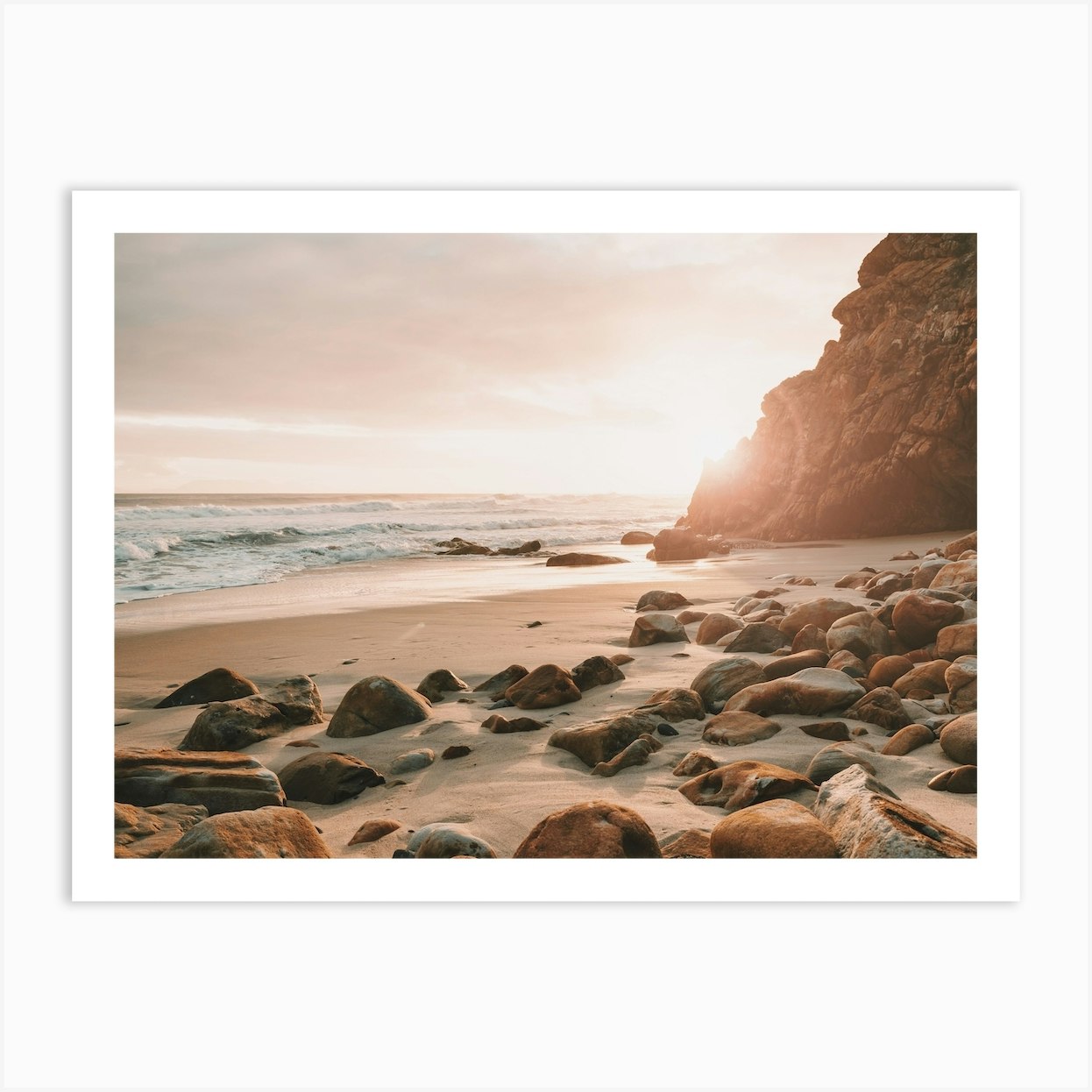 Rocky Beach Sunset Art Print by Indio Page - Fy