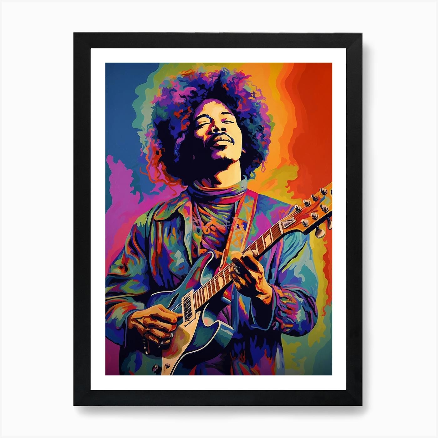 Jimi Hendrix Vintage Psycedellic 6 Art Print