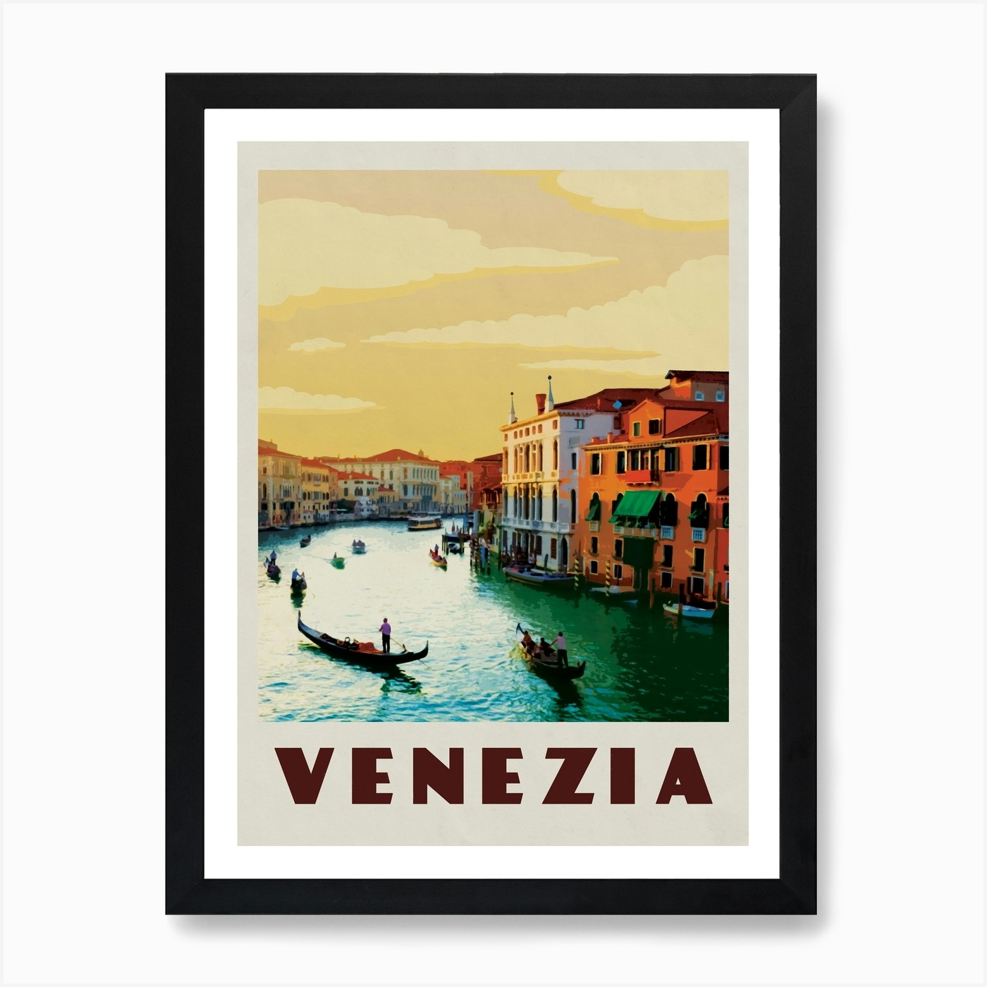 Venice Italy Travel Poster Art Print by Vintaprints - Fy