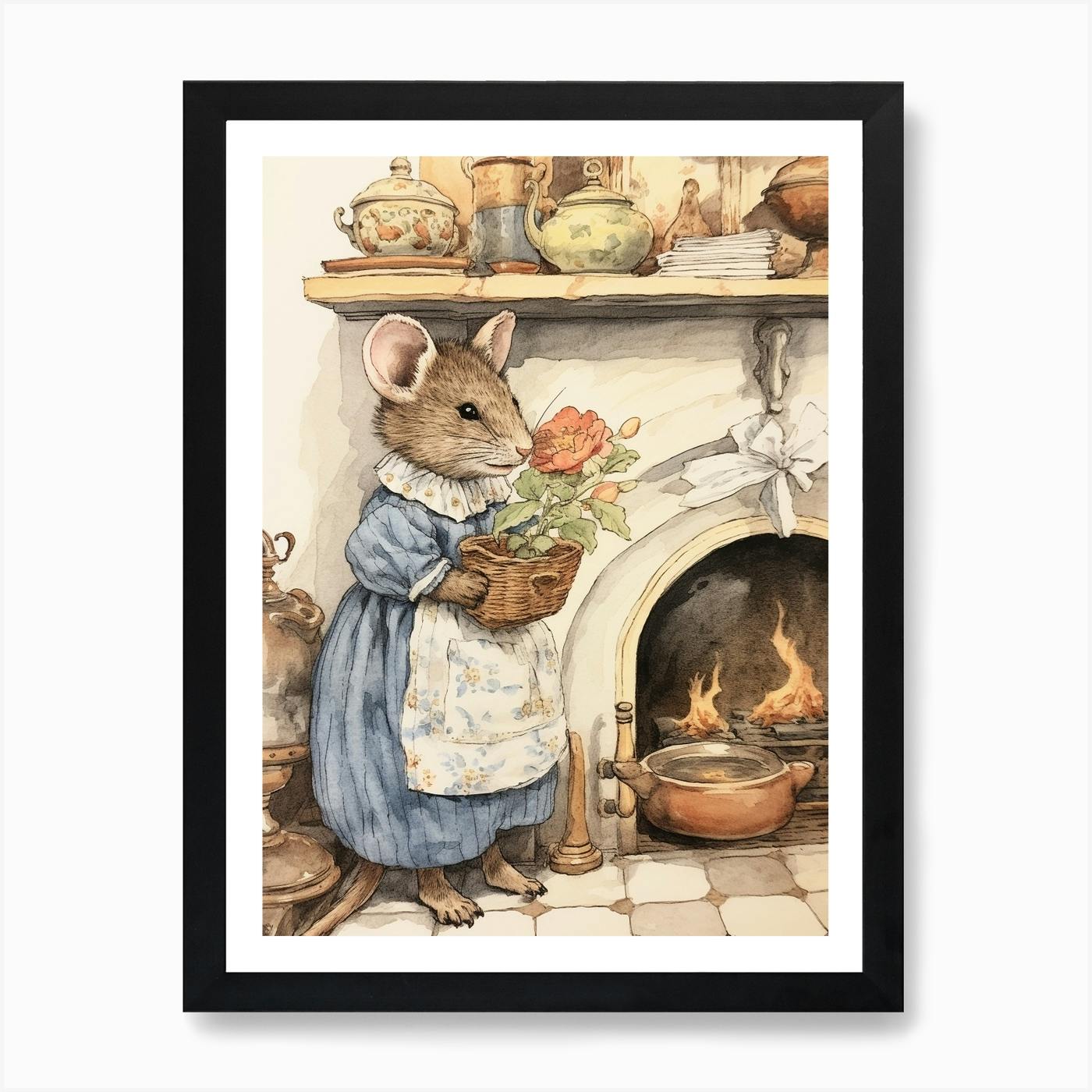 Mice in library, high quality Watercolor fine art print from original, Commission Art, Animal Portrait, Gift Idea