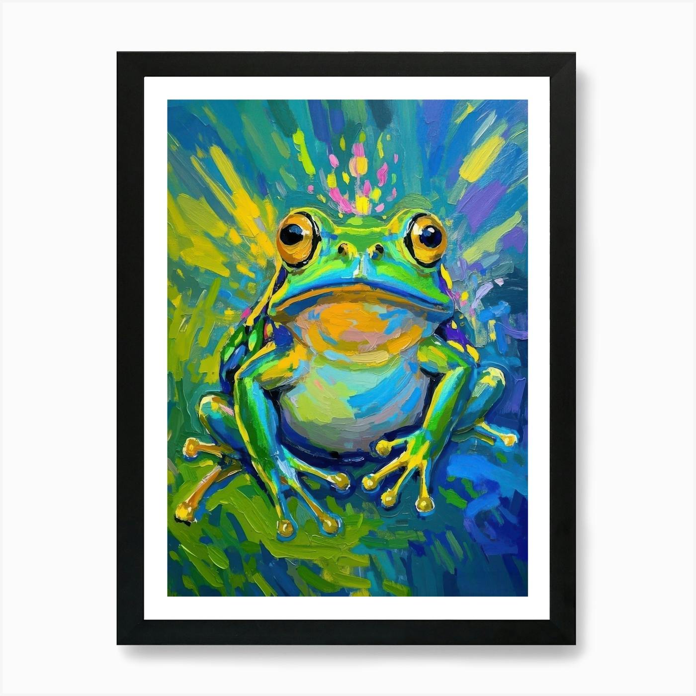 Frog With Glasses Art Print by Mokaky - Fy