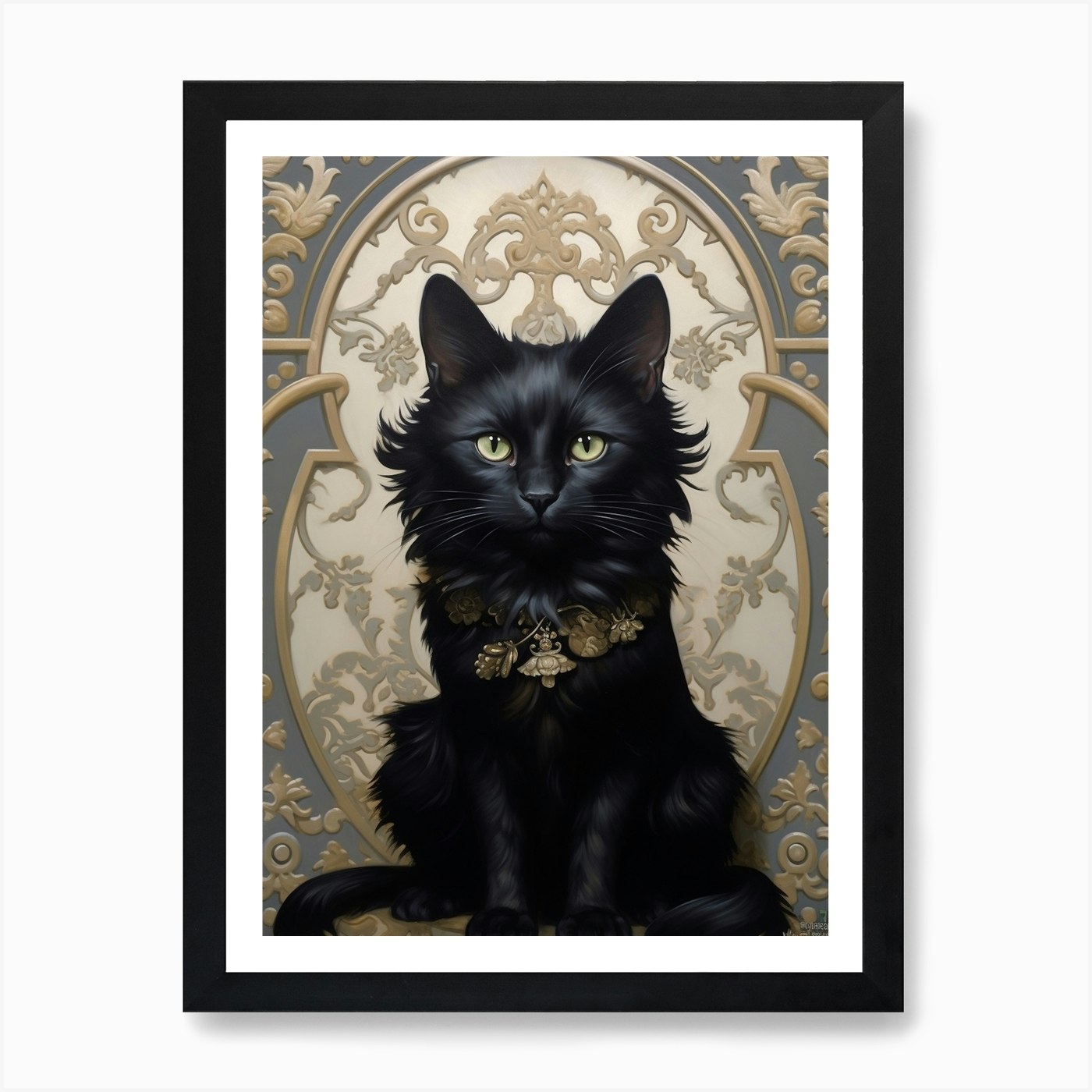 Medieval Black Cat Rococo Style 3 Art Print by Meowsterpieces - Fy