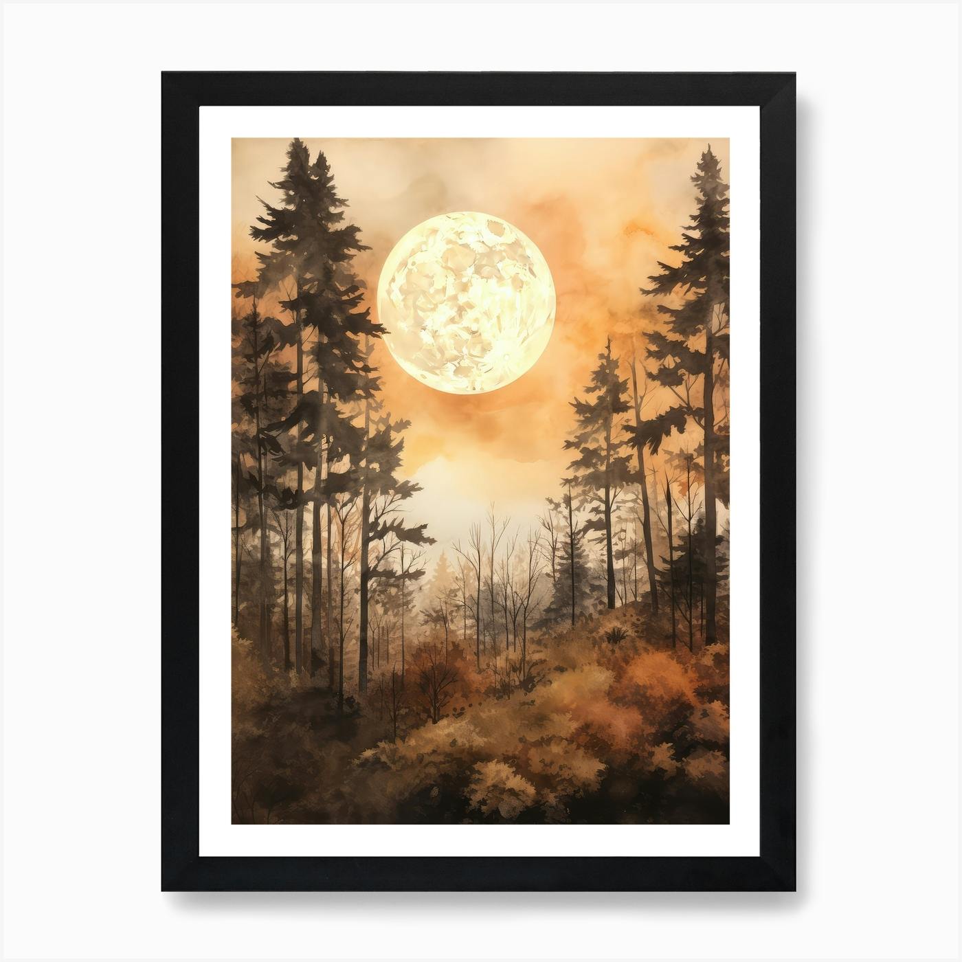 Full Moon In The Forest 4 Art Print by Art shop - Fy