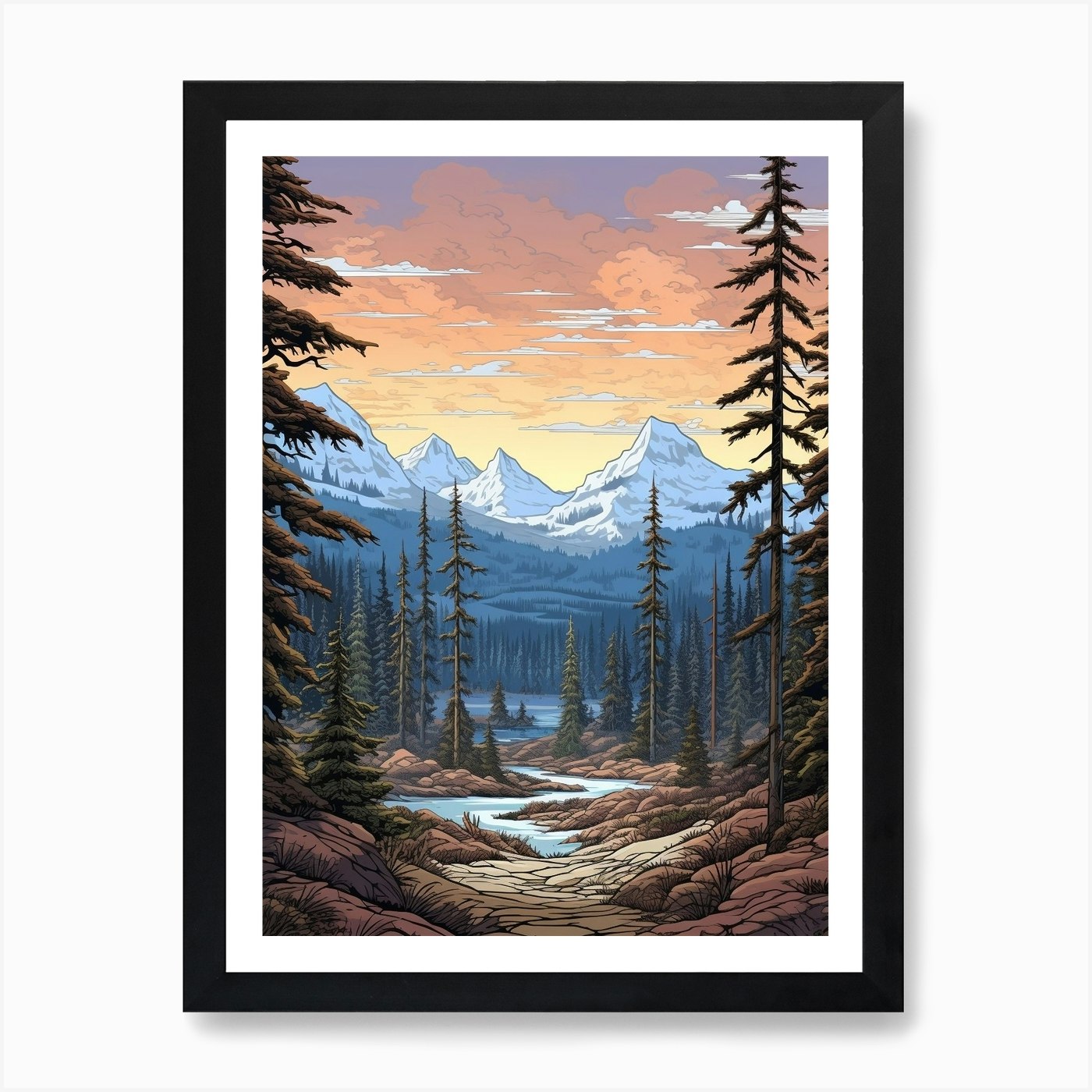 Tundra Landscape Pixel Art 3 Art Print by PixelPerfect - Fy