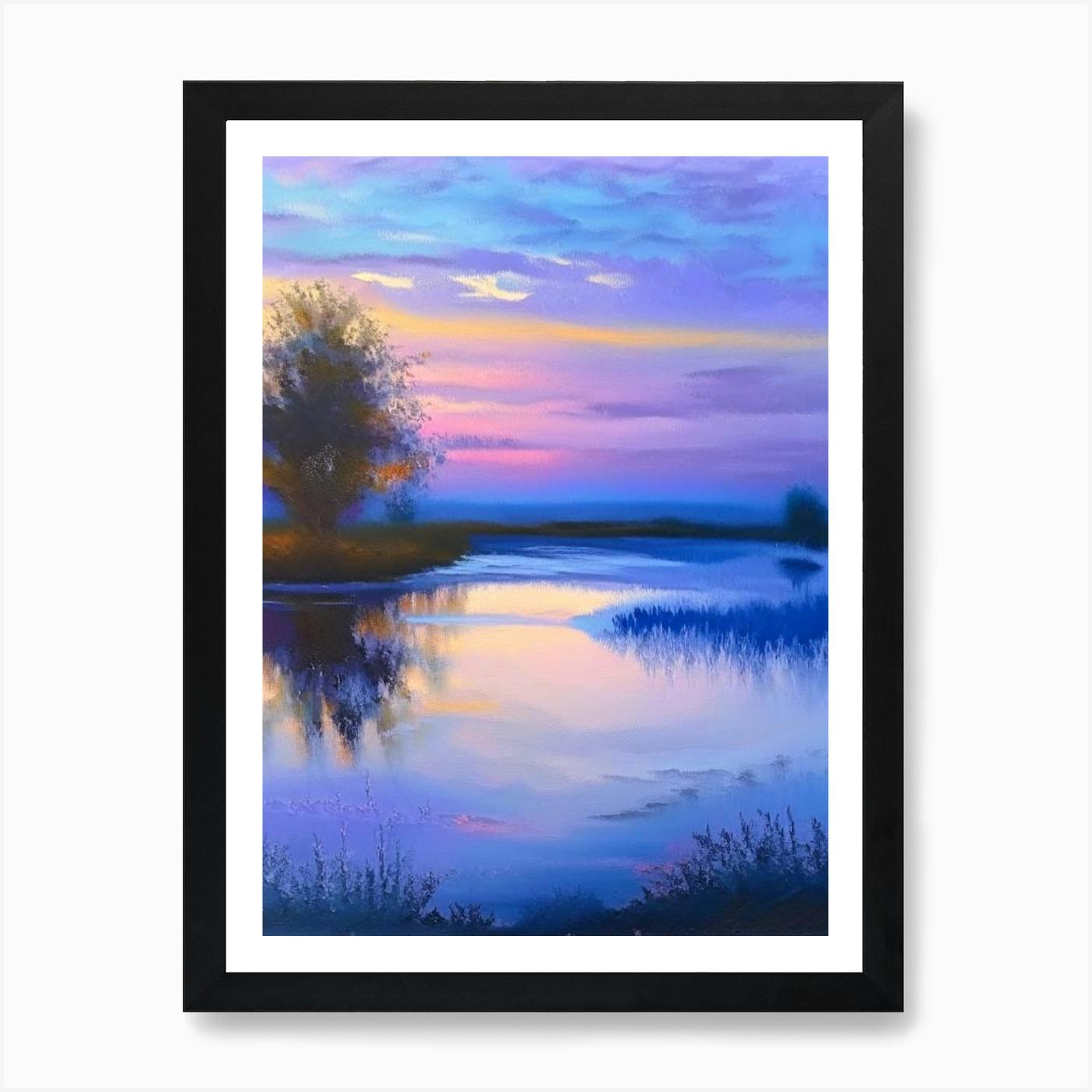 Sunset Over on sale the Pond - 14 x 18 inch Original Abstract Acrylic Painting on Hardboard