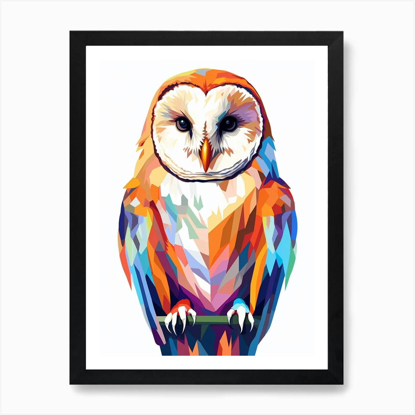 Owls Canvas Print Art | Wise Barn Owls Painting Print | Colorful Bird Mixed Media Print Decor home wall gift | 8