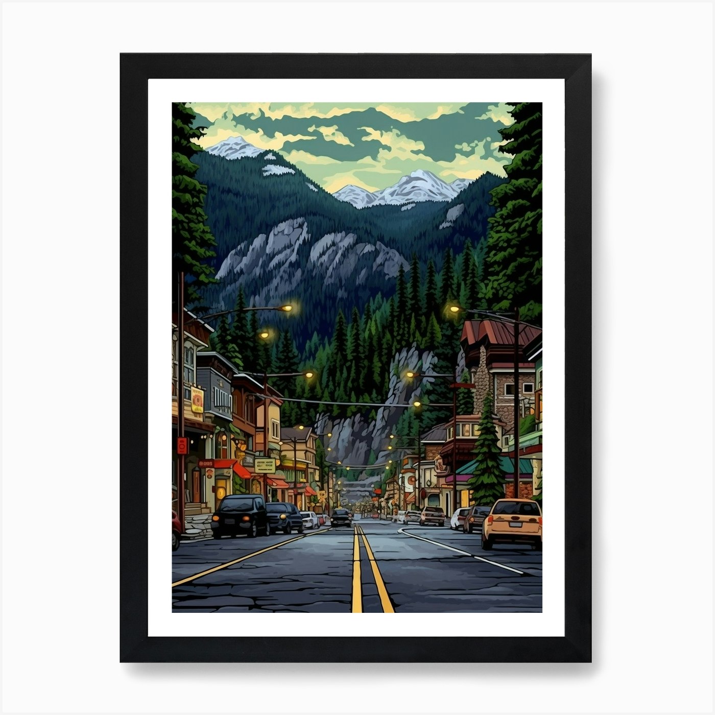 Leavenworth Washington Pointillism 6 Art Print by PixelPerfect - Fy