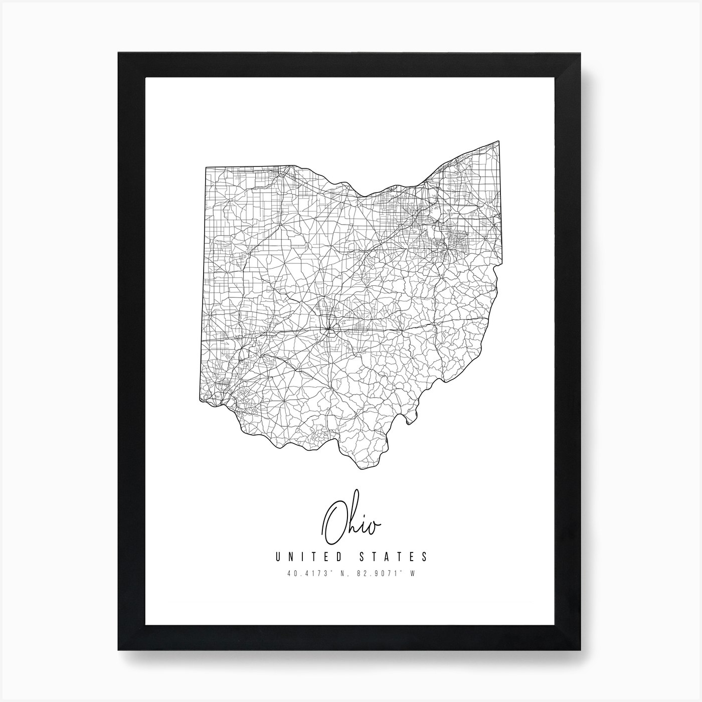 Ohio Minimal Street Map Art Print by Typologie Paper Co - Fy