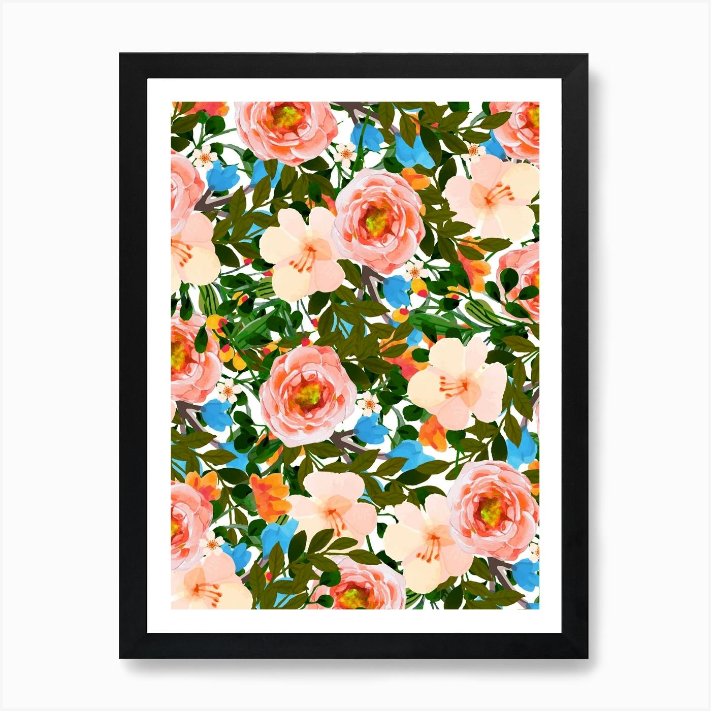 Chevron Flora II - verti in Art Print by Bianca Green - Fy