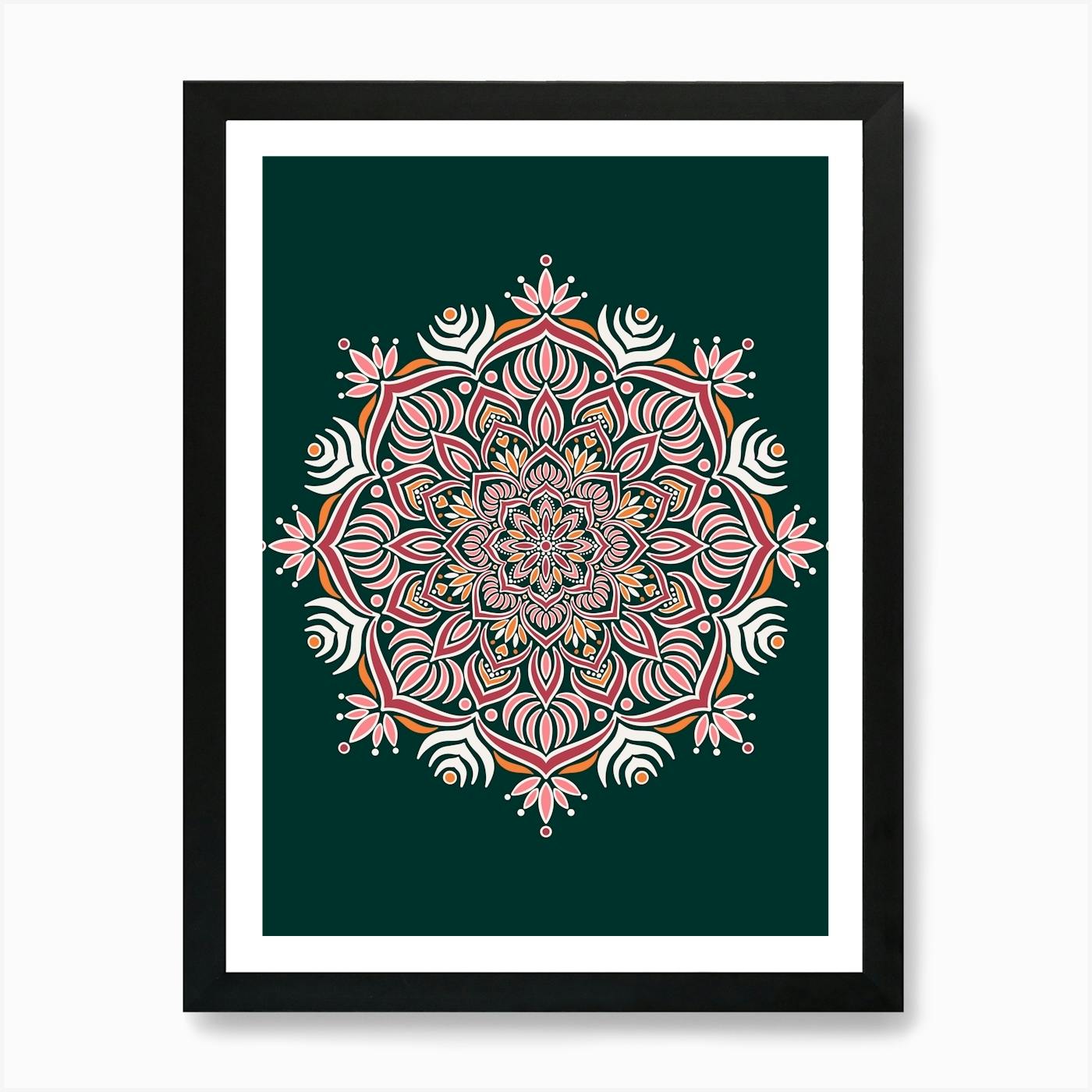 KATHAKALI Mandala Art framed Poster 12 x on sale 18 - maroon