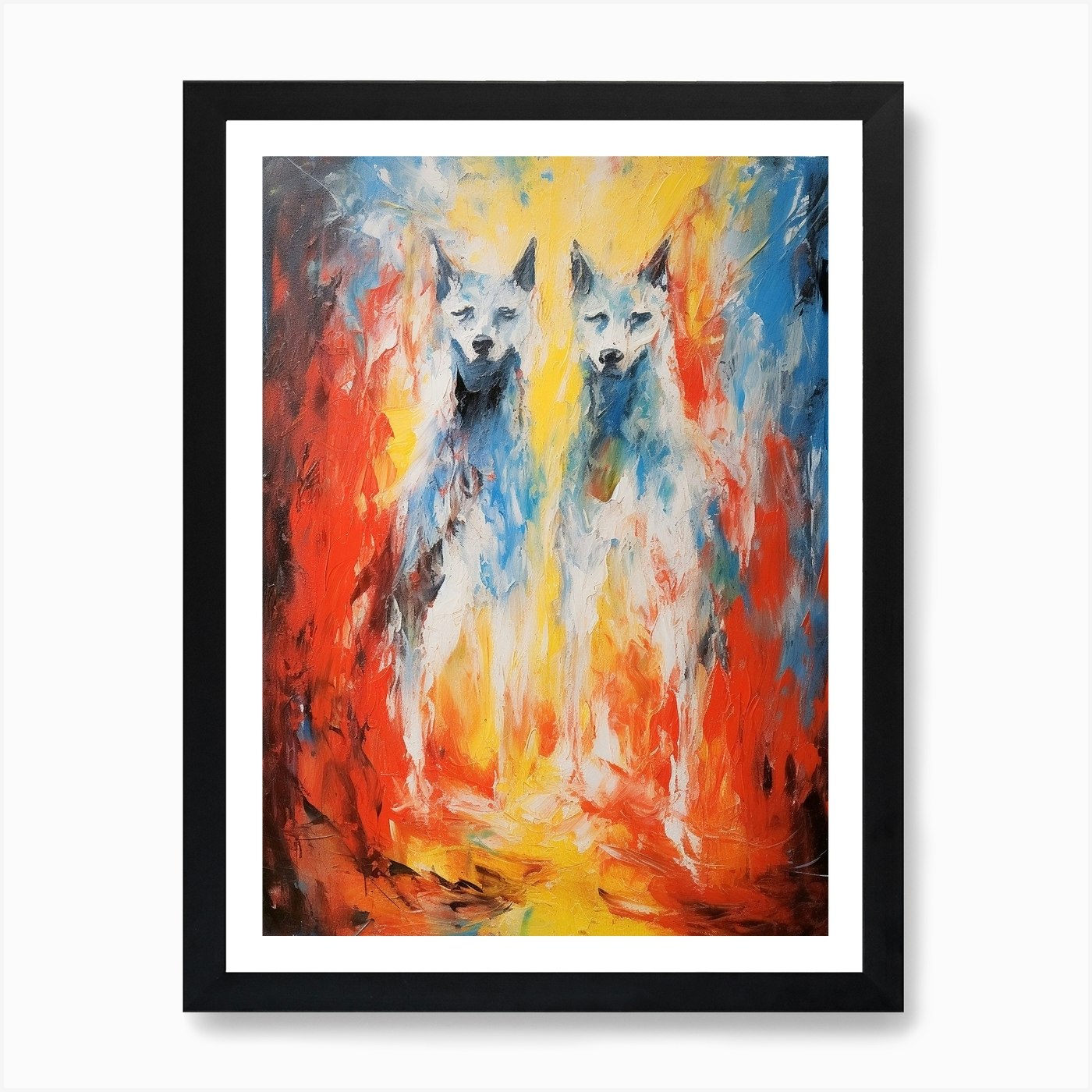 Wolves Abstract Expressionism 3 Art Print by Abstract Art Expressions Fy