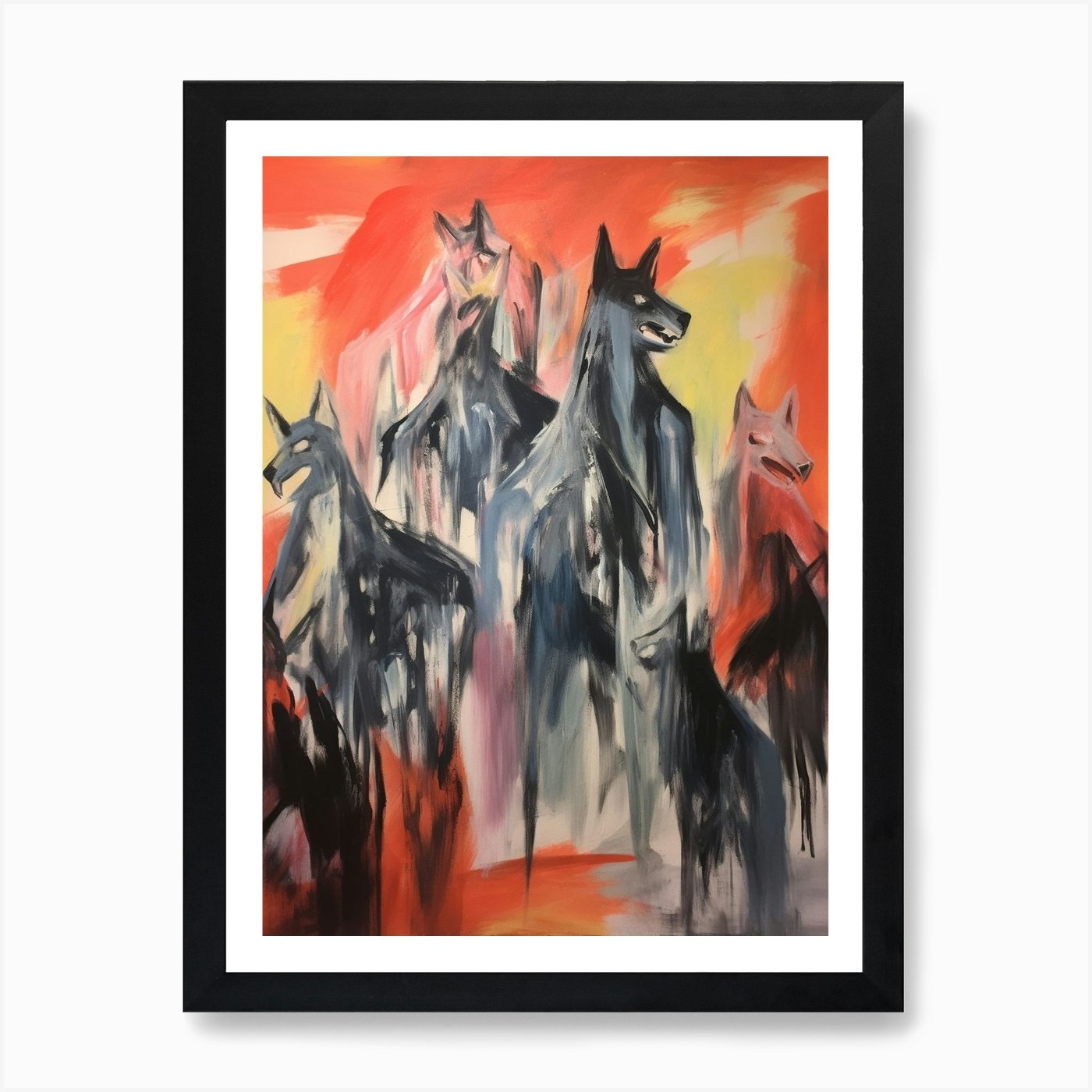 Wolves Abstract Expressionism 4 Art Print by Abstract Art Expressions Fy