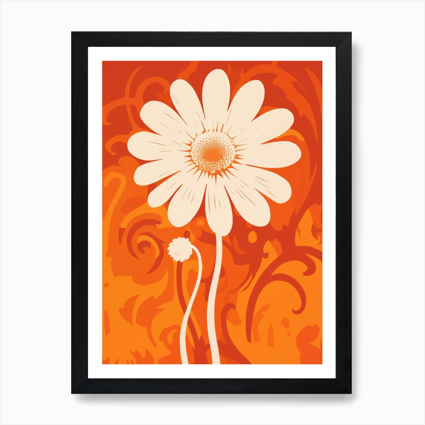 Daisy On Orange Background Art Print by anhphamkd93 Fy