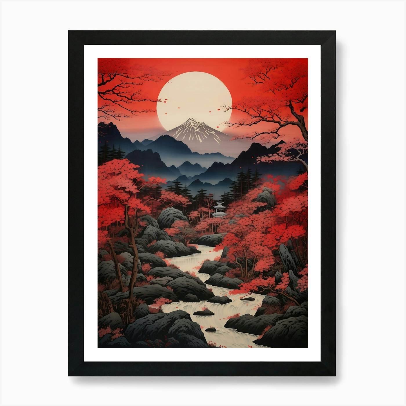 絵画 Red Mountain vintage-red-mountain-landscape