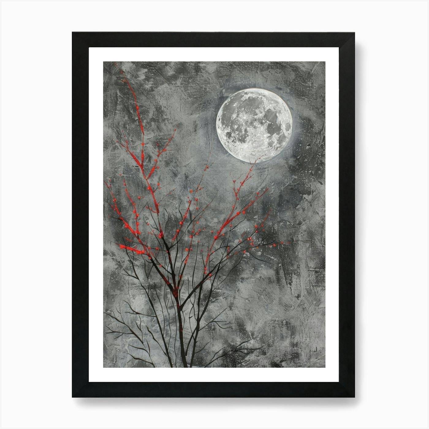 Full Moon Over Trees 2 Art Print by AnikArts - Fy