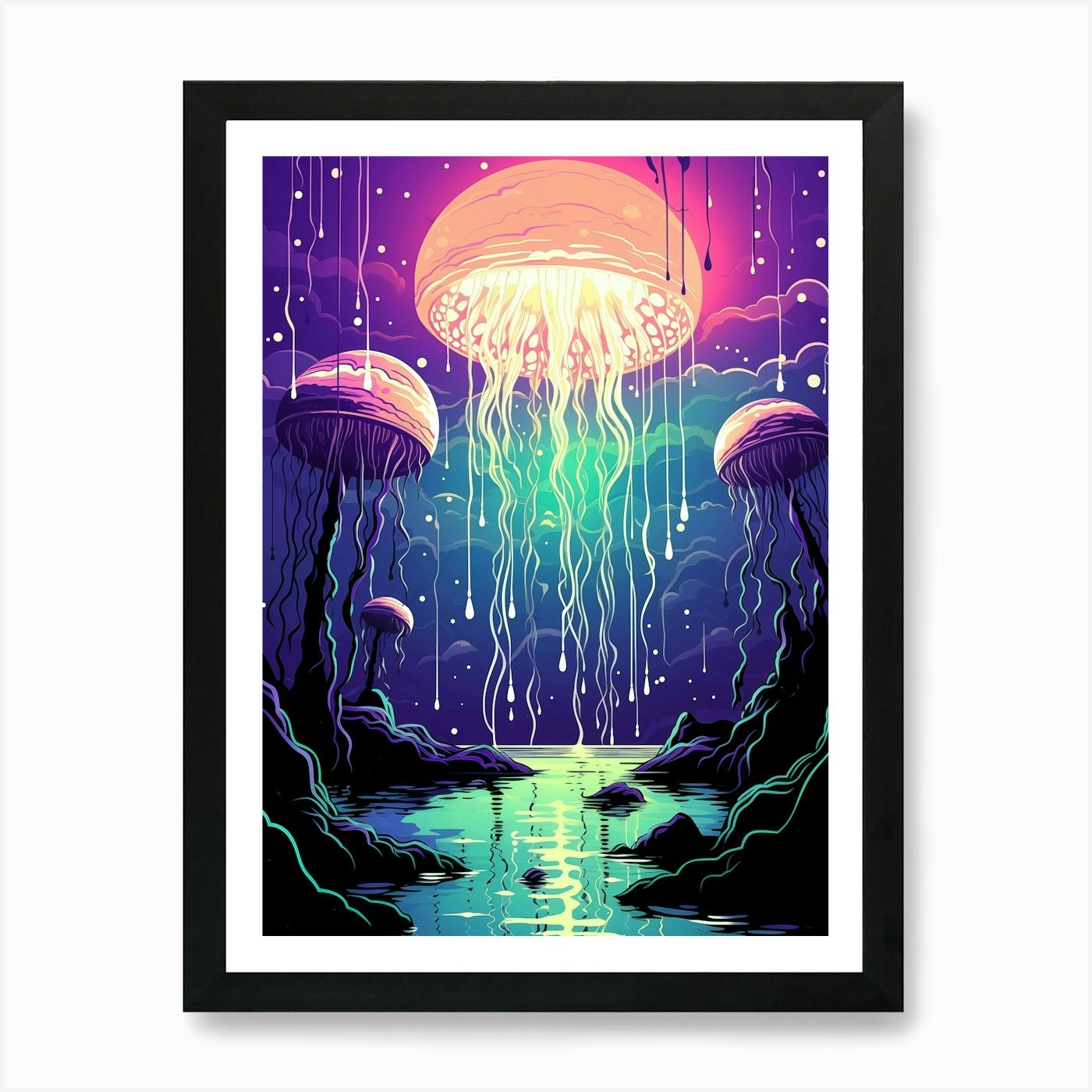 Hypnotic jellyfish 50x50 canvas top print