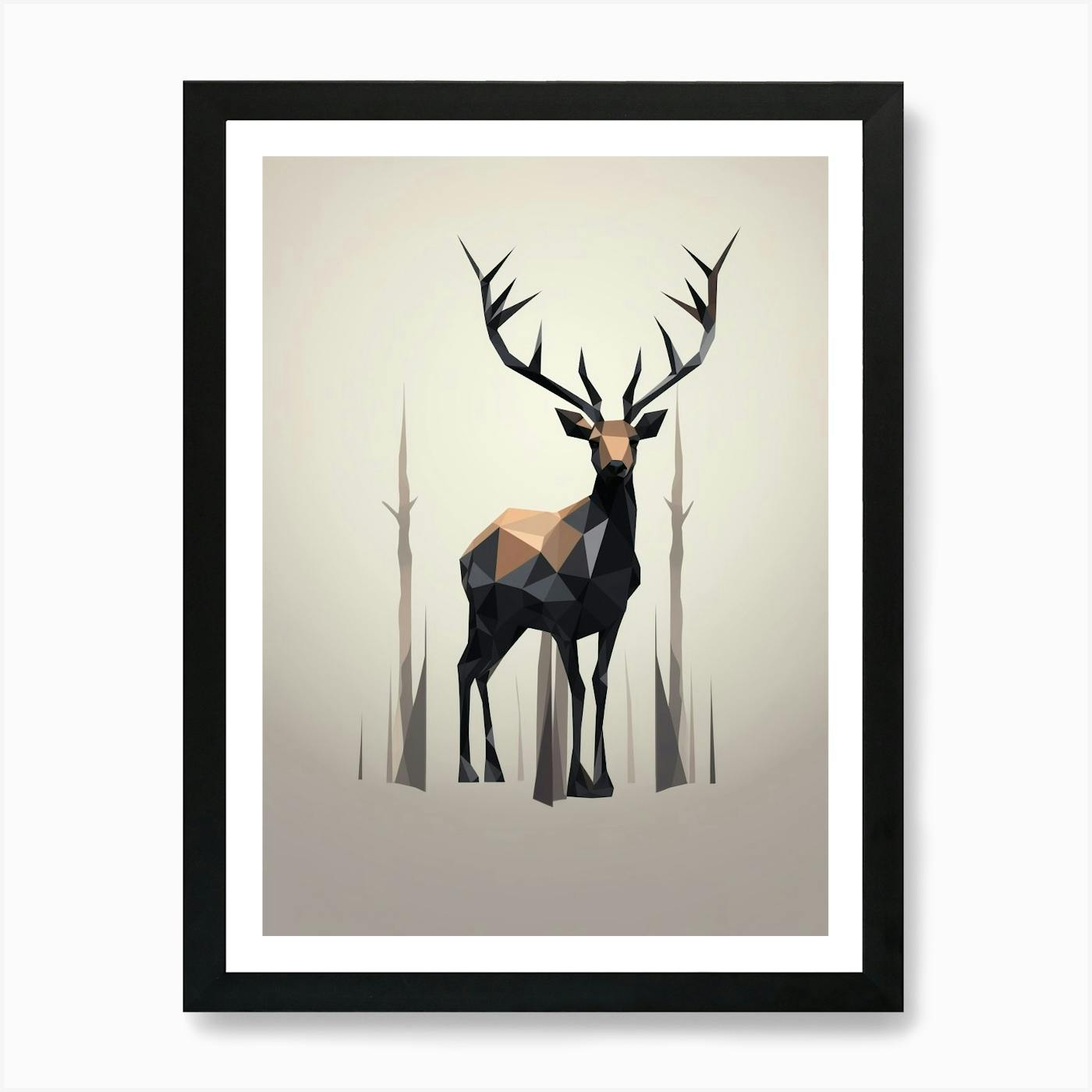 Set of 5 Scandinavian Modern GEOMETRIC Gallery Wall popular Art Prints STAG Deer Black & Grey Wall Pictures Animal Posters Contemporary Art