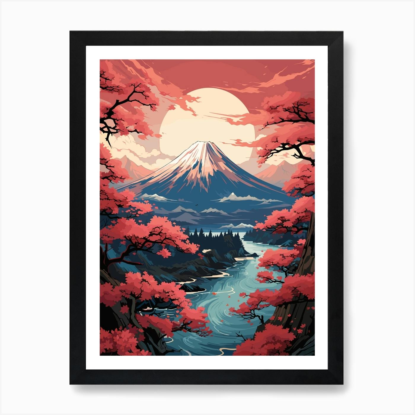 絵画 Red Mountain aa63-red-fuji-mountain-hokusai-illust-art - Papers.co