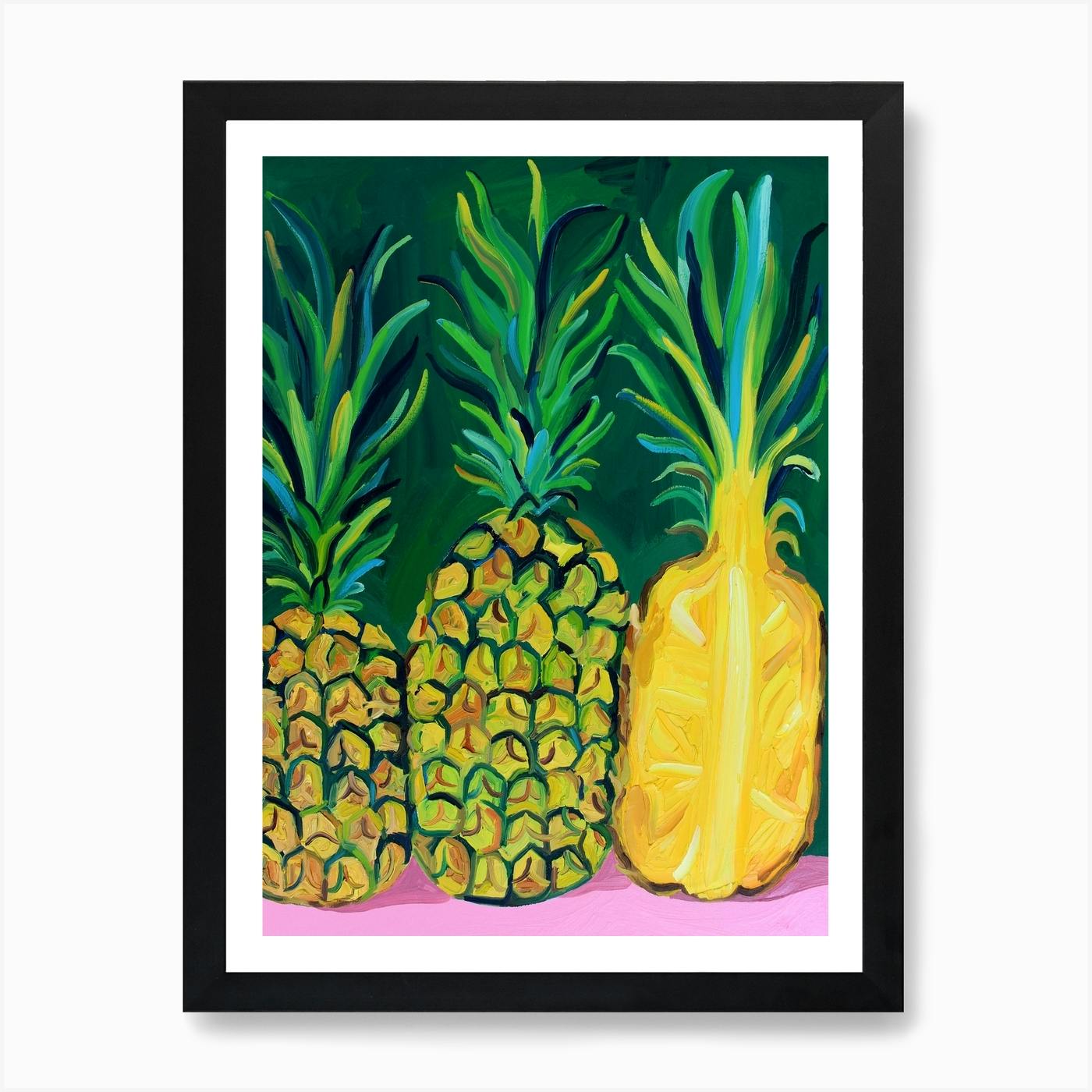 Pineapple Print, Original Handprinted Linocut, Tropical Print, Wall 2024 art Print, Minimalist wall art, Home decor