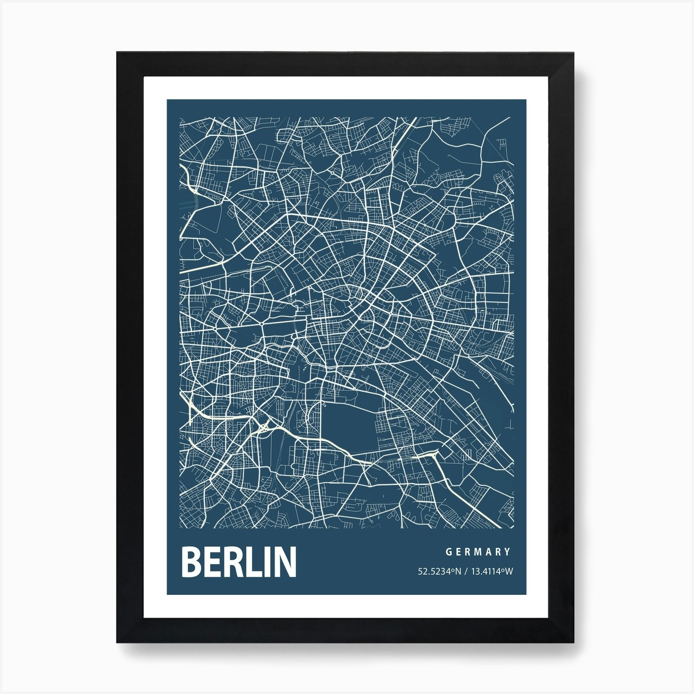 Berlin Blueprint City Map 1 Art Print by KunStudio - Fy