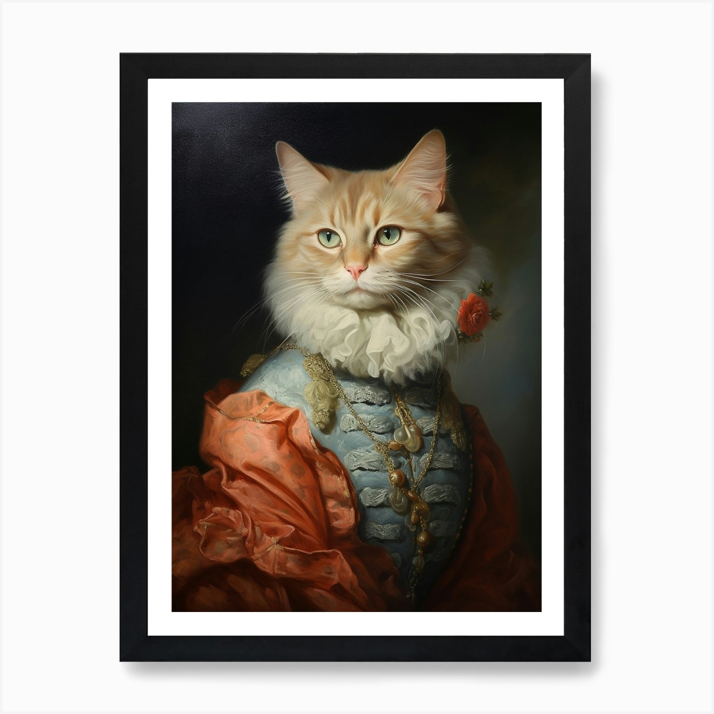 Royal Cat Portrait Rococo Style 8 Art Print by Meowsterpieces - Fy