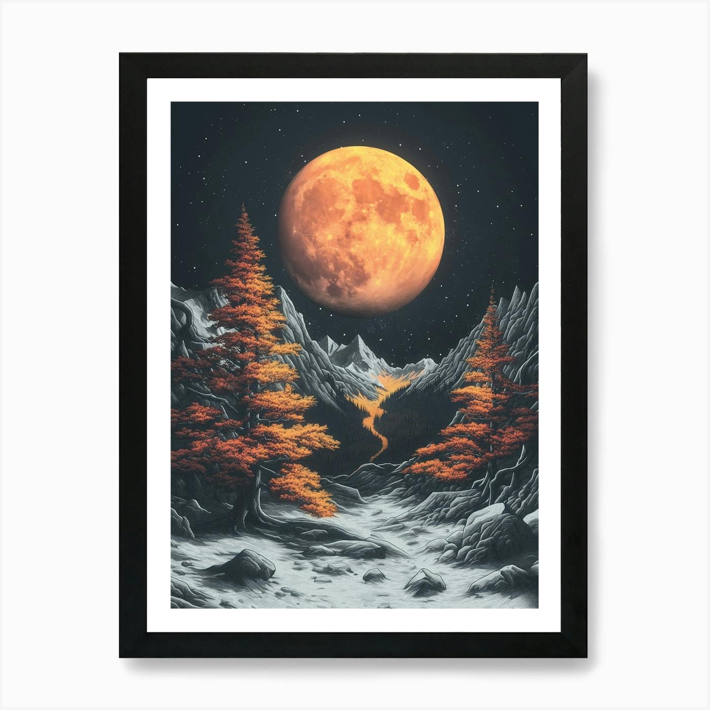 芸術写真 Nature Photograph Full Moon Art Print Amazon.com: B2T Canvas Print Wall Art Full Moon in Clouds