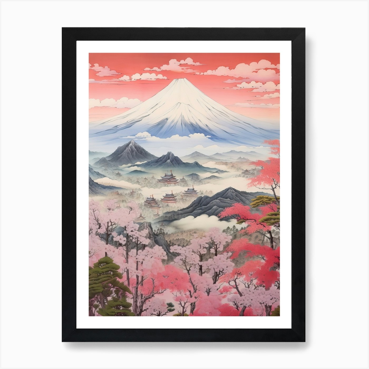 Yatsugatake Mountains In Yamanashi, Ukiyo E Drawing 1 Art Print by ...