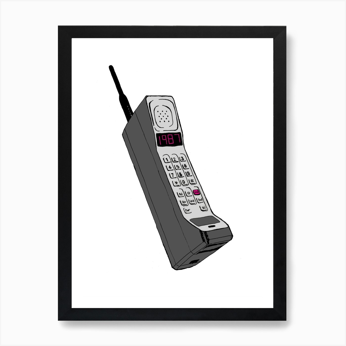 Retro 1987 Mobile Phone Art Print by Daniel Battams Fy