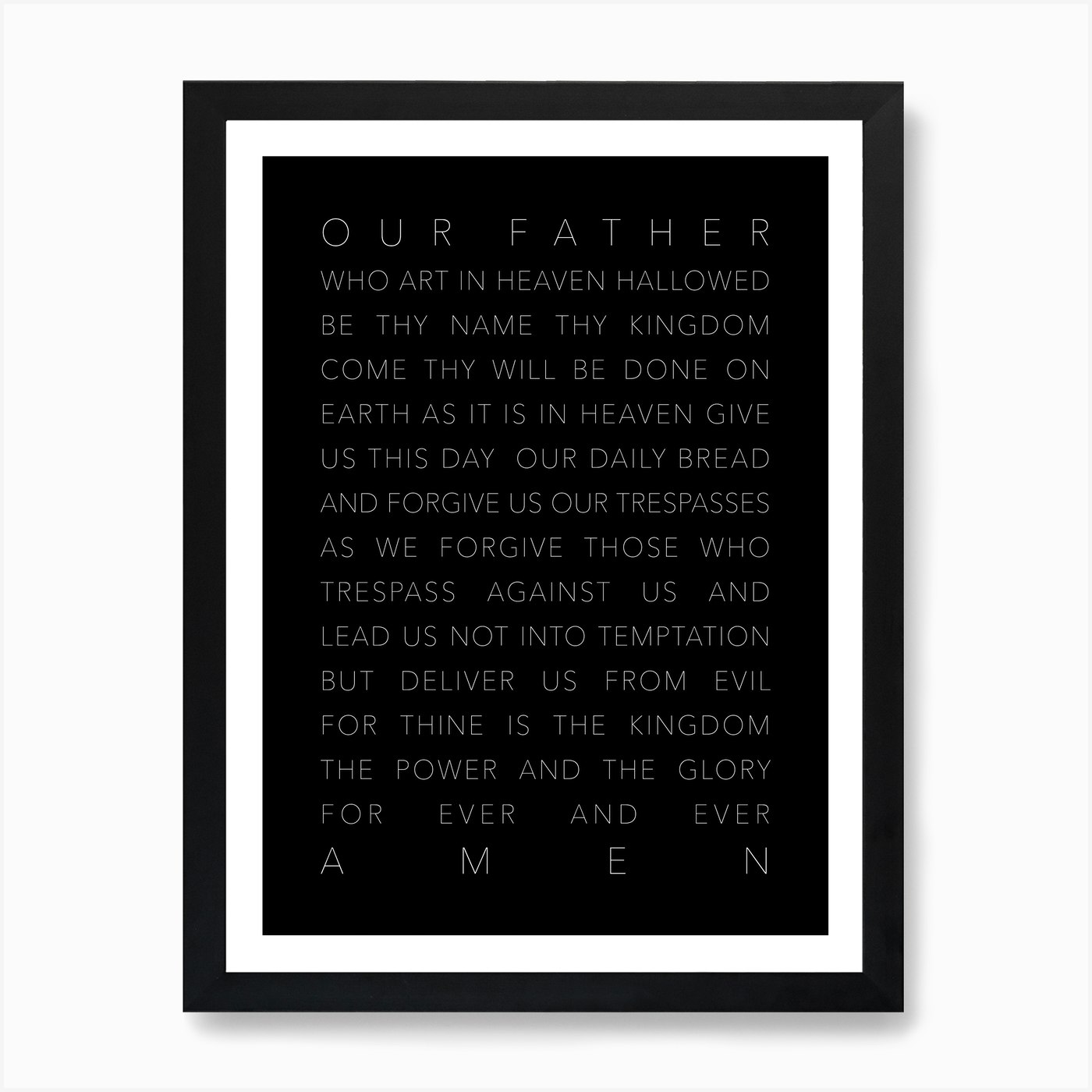 The Lords Prayer Black Art Print by Typologie Paper Co - Fy