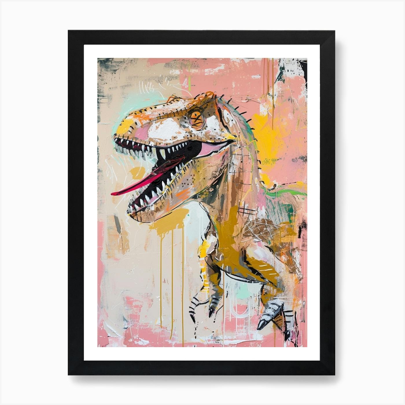 『T.rex』 クレイアート　絵画 Graffiti Abstract T Rex Painting 1 Art Print by Dino