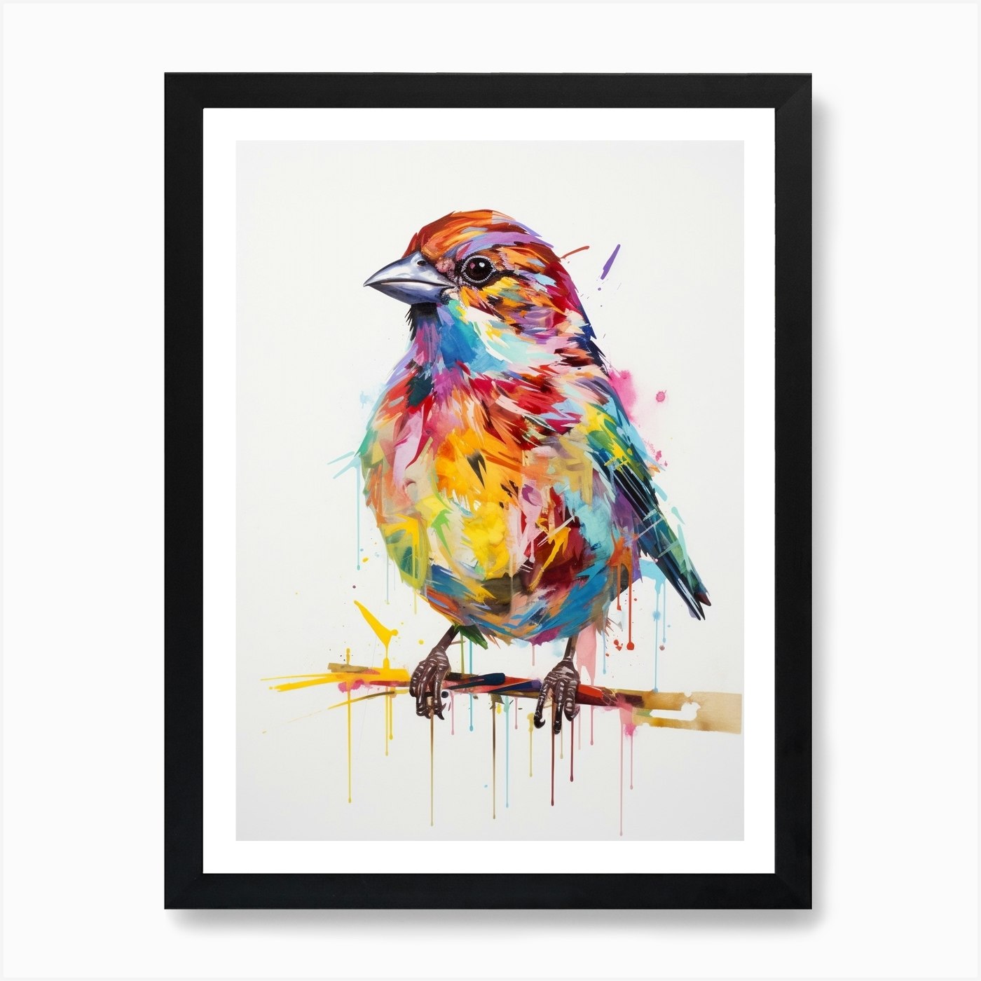 Colourful Bird Painting Sparrow 3 Art Print by Feathered Muse - Fy