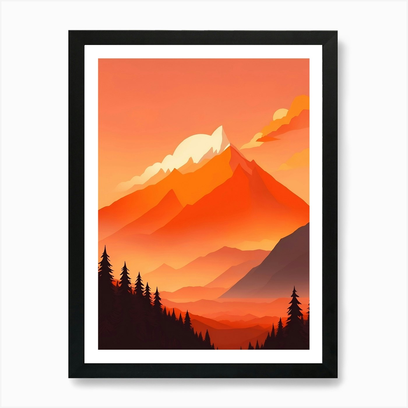 Misty Mountains Vertical Composition In Orange Tone 168 Art Print by ...