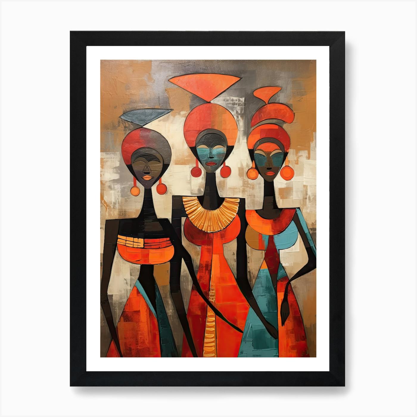 ARTISTC IMPRESSIONS INC popular #1380753 CERTIFIED SIGNED PAINTING THREE AFRICAN WOMEN