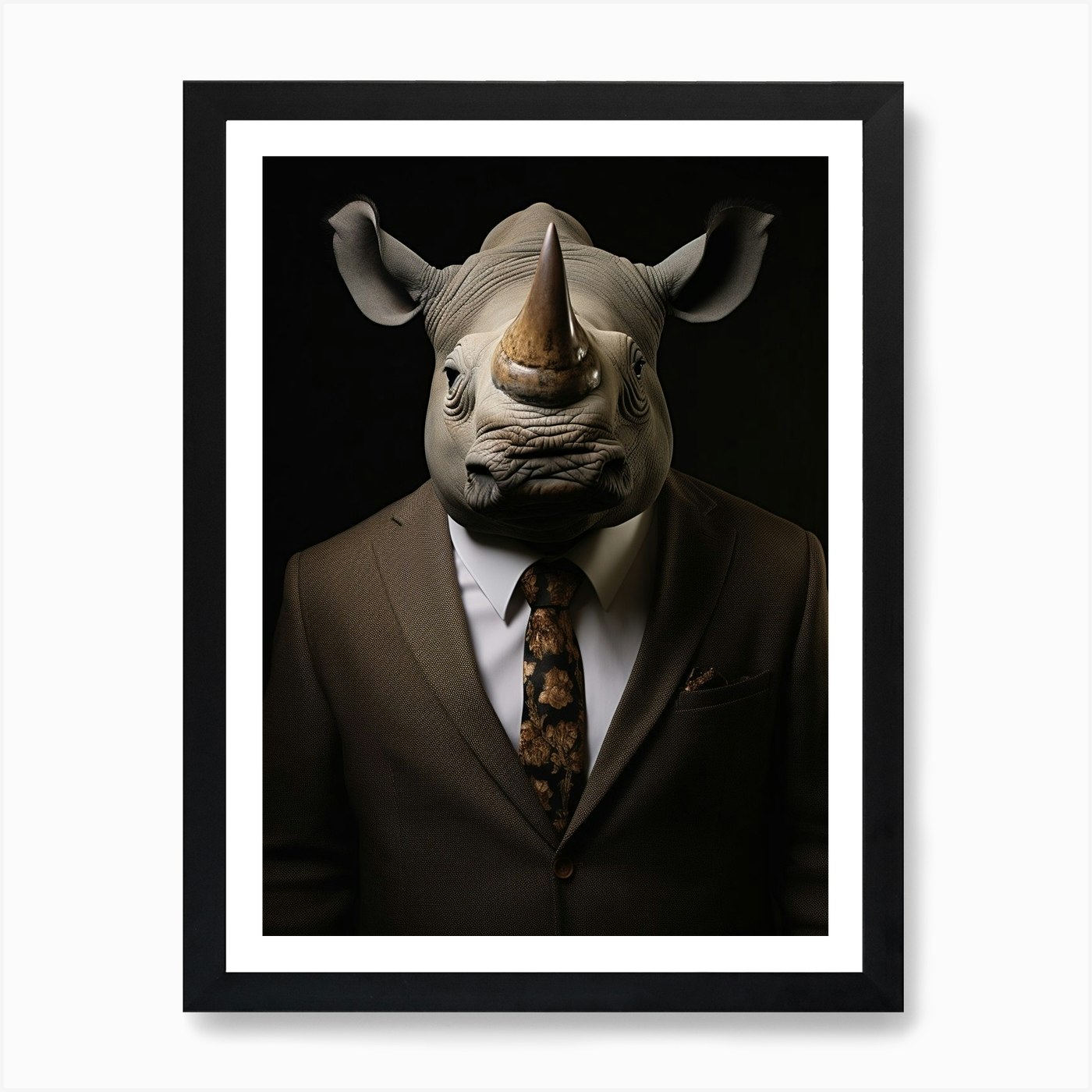 Rhinoceros Wearing A Suit 3 Art Print by AfricanWild Strokes - Fy