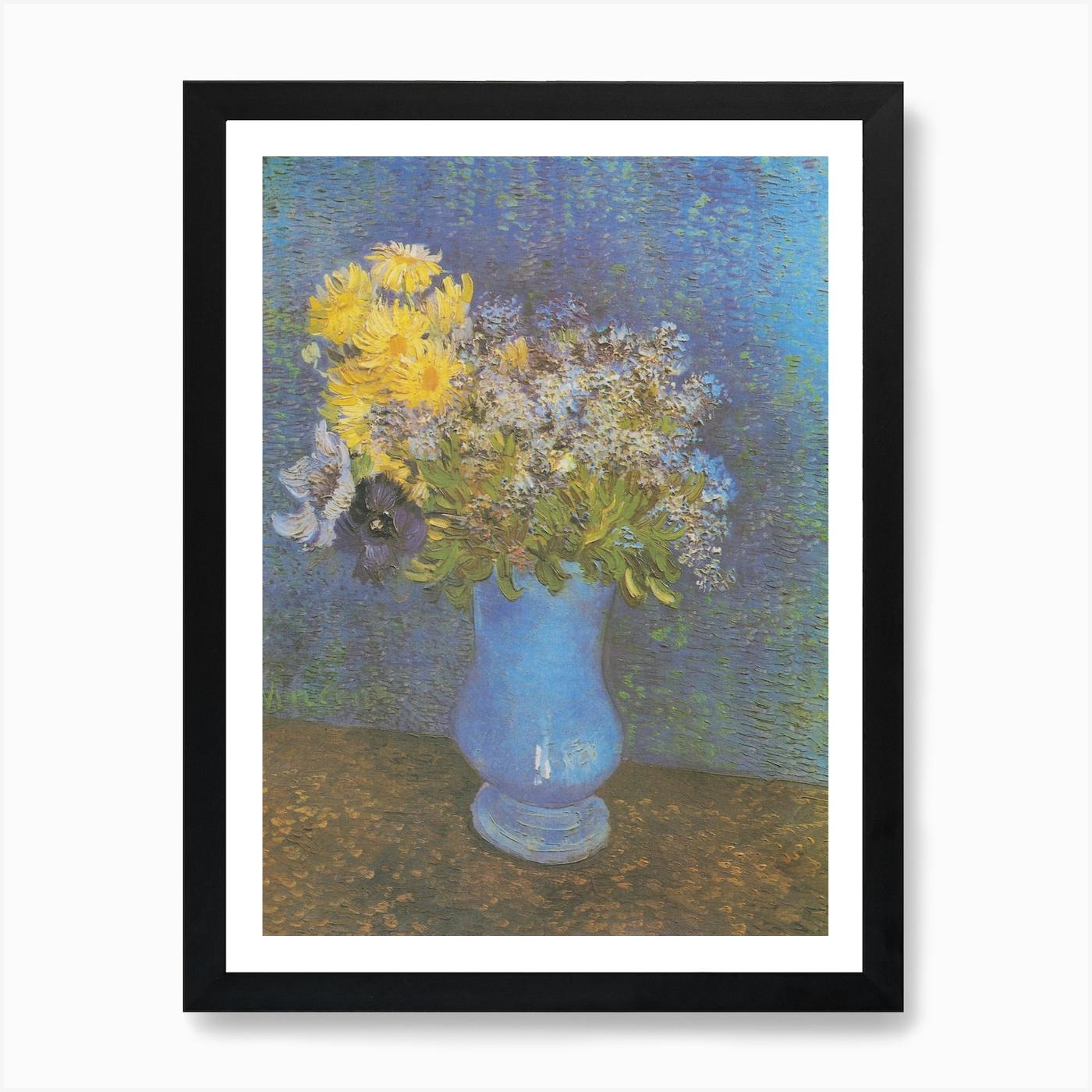 Vincent van Gogh exhibition poster shops - blue vase with red and yellow flowers - museum print - offset lithograph - still life