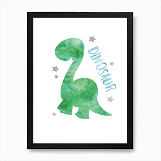 Green Dinosaur Art Print by Pixy Paper - Fy