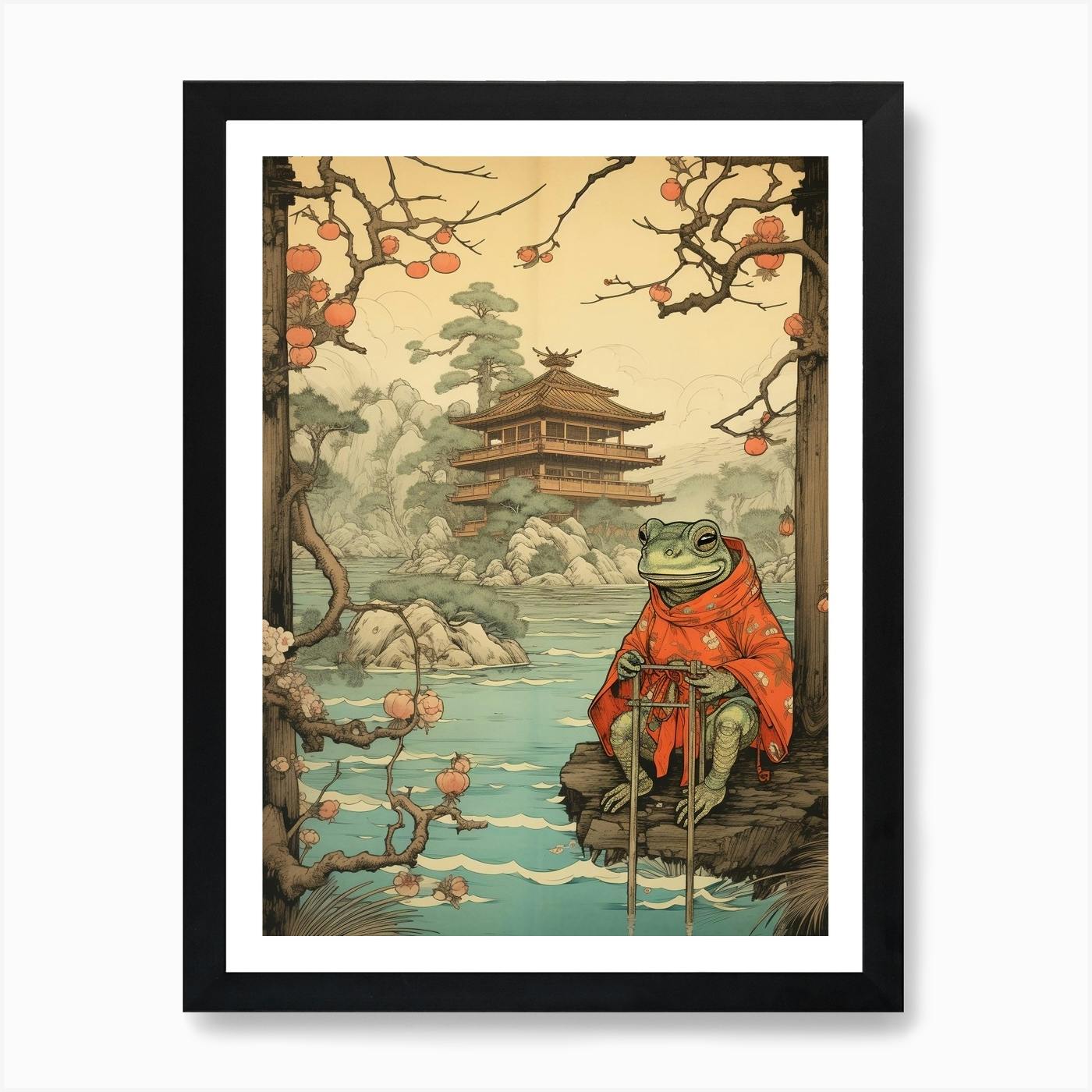 Wise Frog Japanese Style 8 Art Print by FrogScape - Fy Wise Frog Japanese Style 8 Art Print by FrogScape - Fy