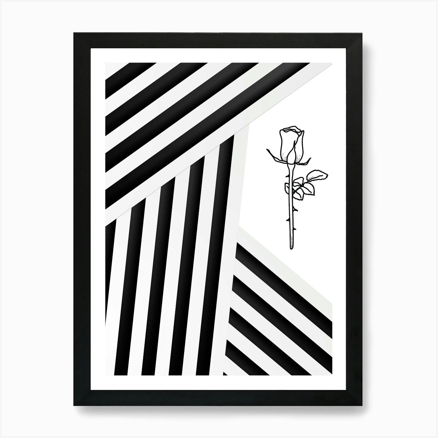Chevron Flora II - verti in Art Print by Bianca Green - Fy
