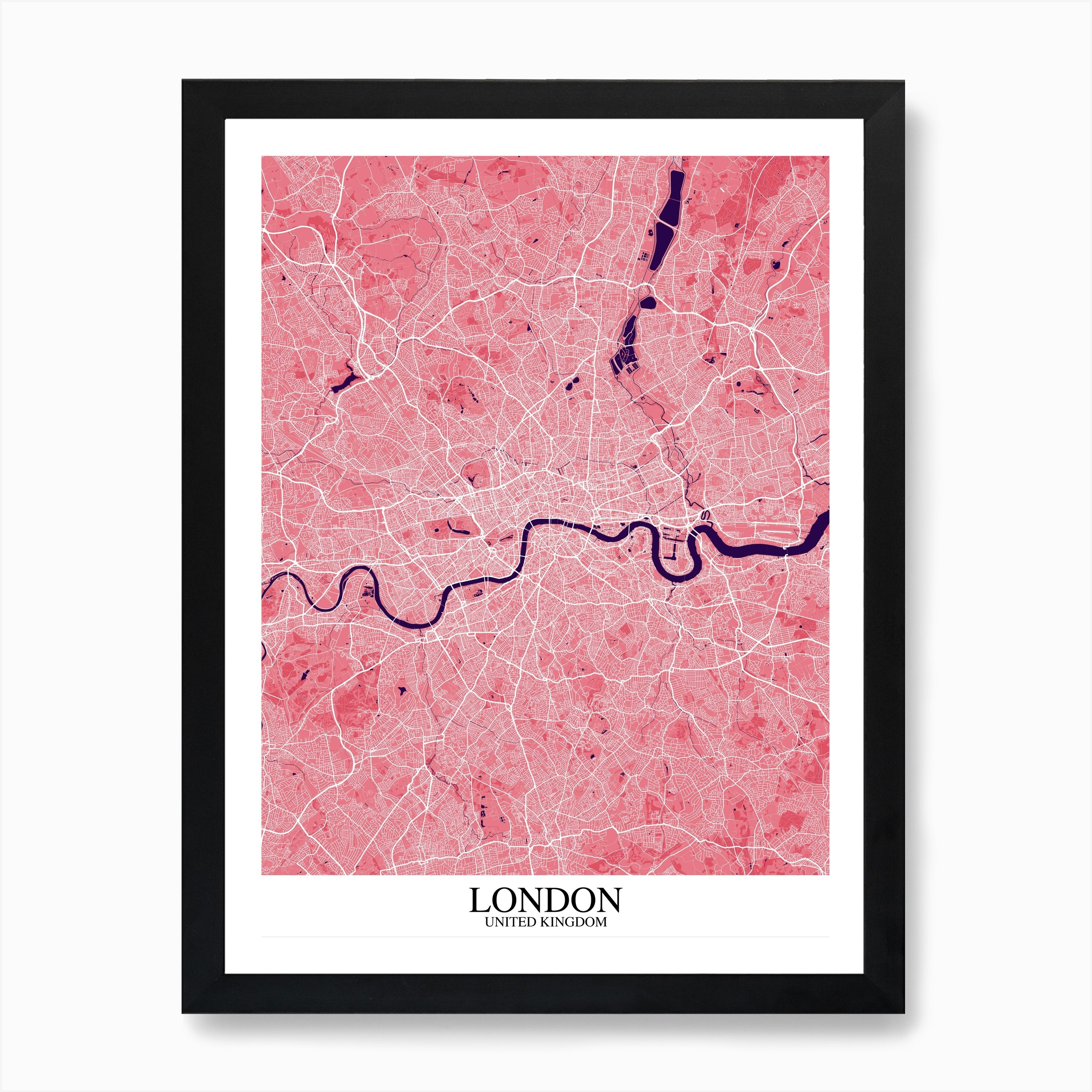 London Pink Purple Map Art Print by Mapply - Fy