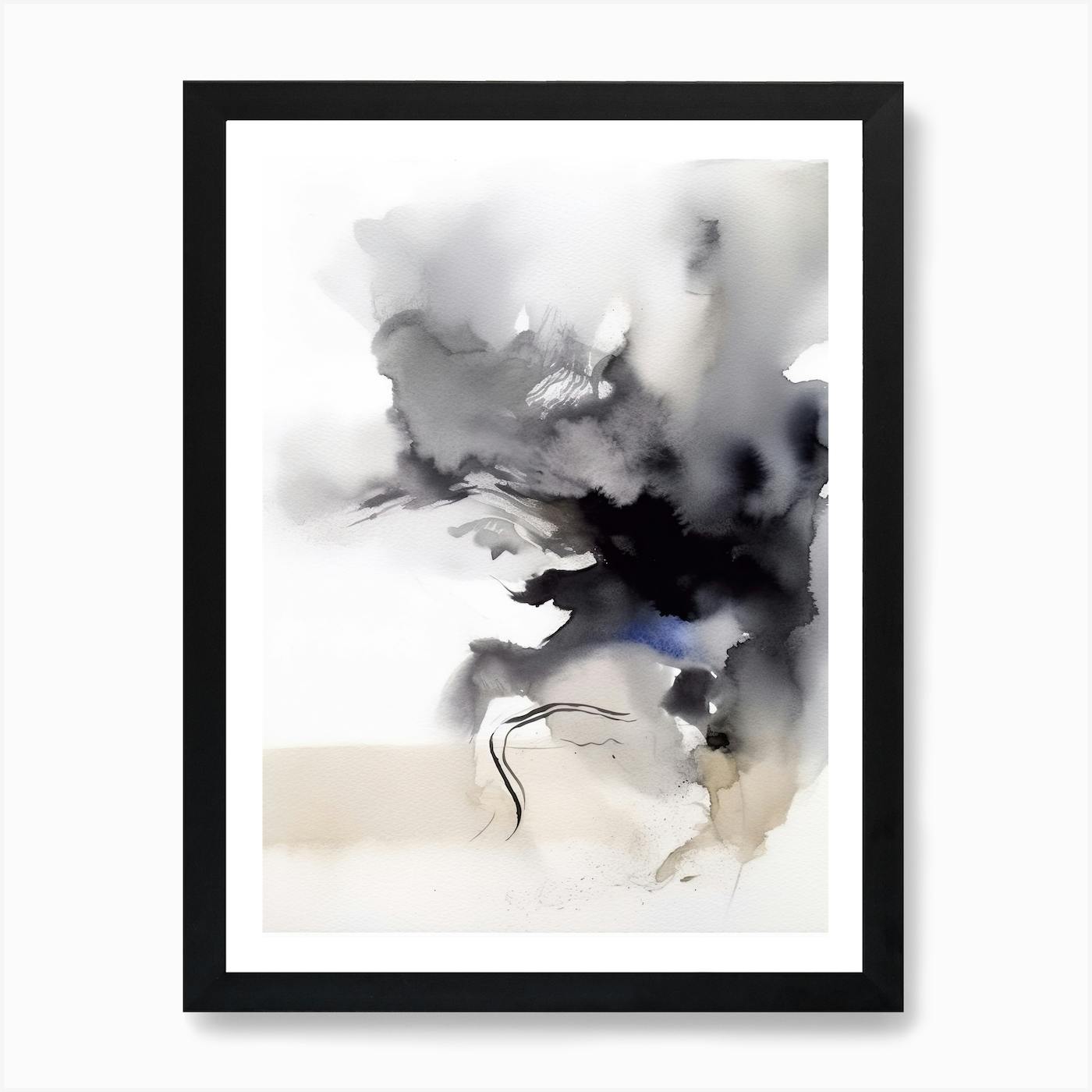 Black 2024 and white abstract - watercolors painting, print on canvas, abstract print, black and white art, abstract art