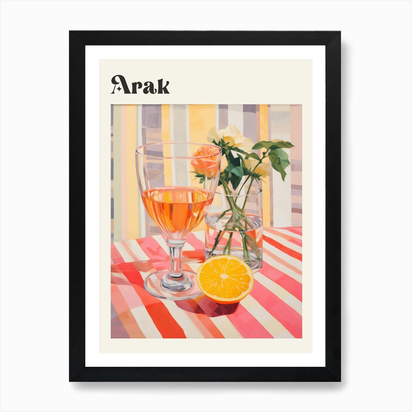 Arak Retro Cocktail Poster Art Print by MedArt Fy