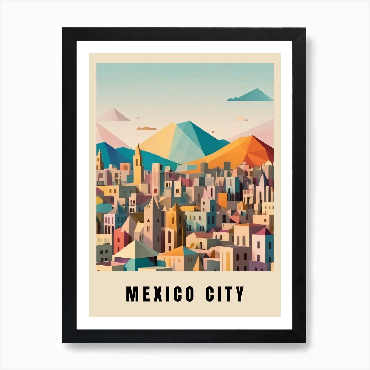 Mexico City Travel Poster Low Poly (23) Art Print by 1xMerch Fy